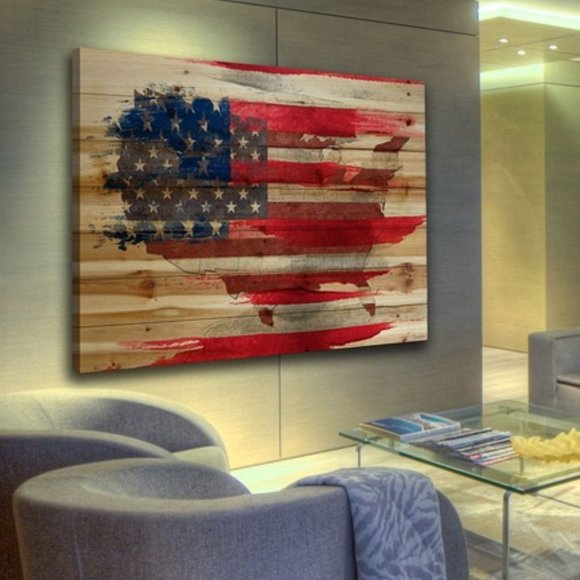 Parvez Taj American Map Natural Pine Wood Wall Art - Picture 4 of 4